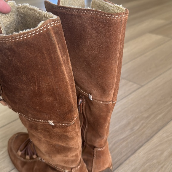 Y2K Timberland MOORELAND HOLLACE Women 7.5 Tall Lace Up Suede Leather Boots - Picture 6 of 12